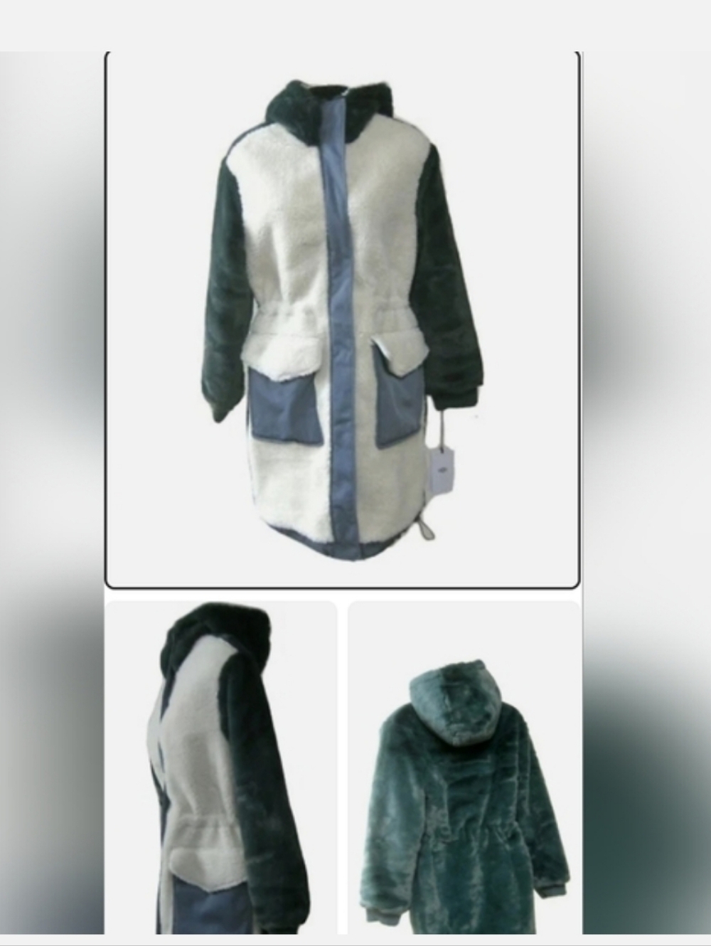 NWOT UGG Two-Tone Hooded Letty Sherpa Multi Block XL Coat - Picture 12 of 12